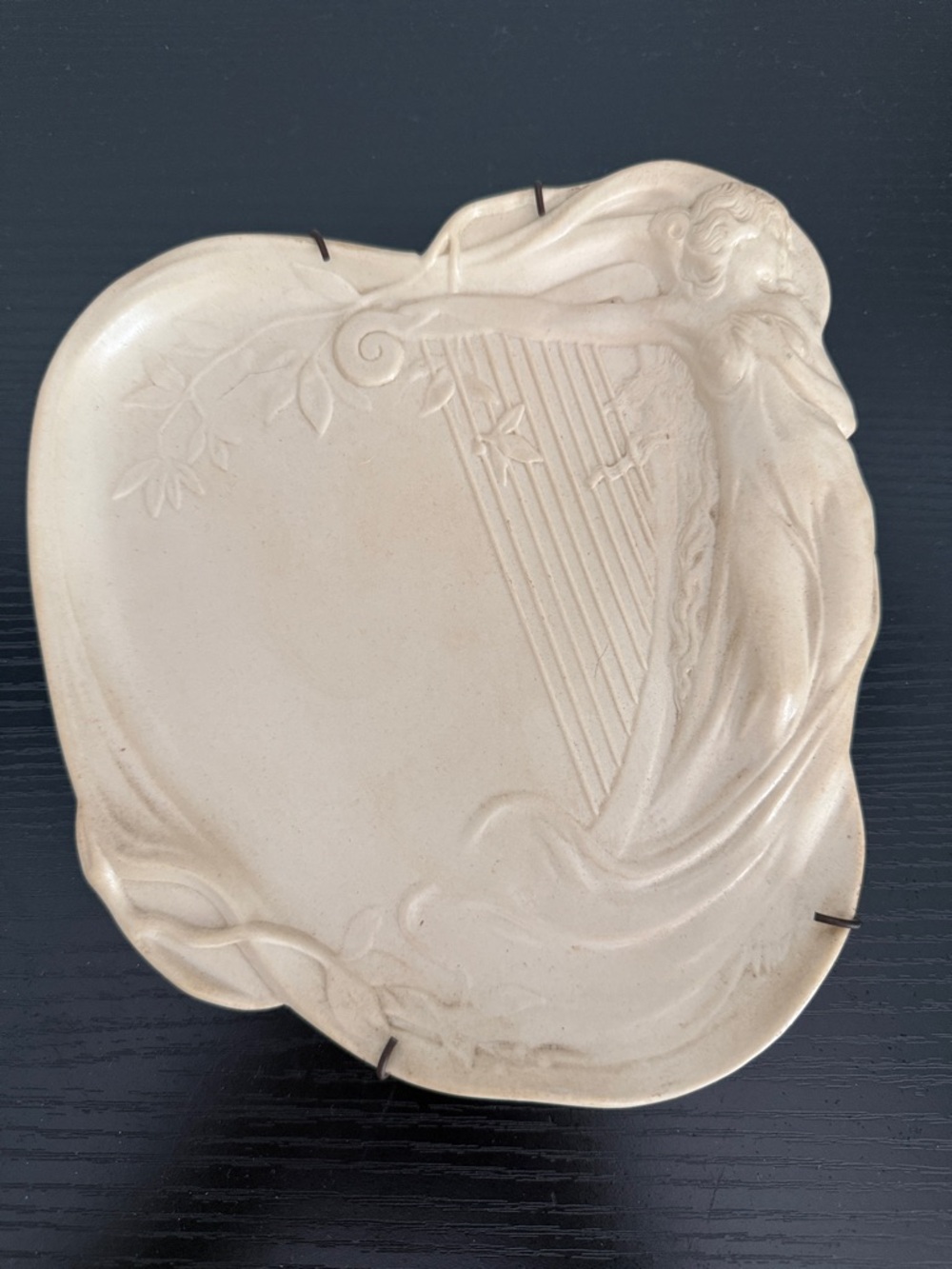 Antique Art Nouveau Maiden and Harp Card Trinket Tray